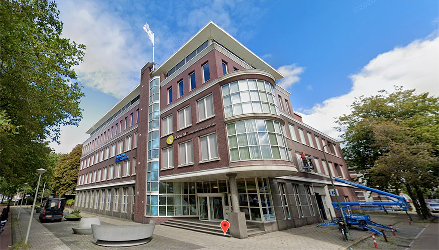 Front view of the Dutch Water Authorities head office and point of contact for visitors in The Hague, the Netherlands.