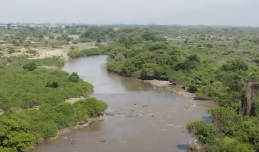 Picture from above of a river in Ethiopia