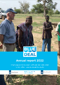 Cover of Blue Deal annual report 2022, with 3 persons in the picture