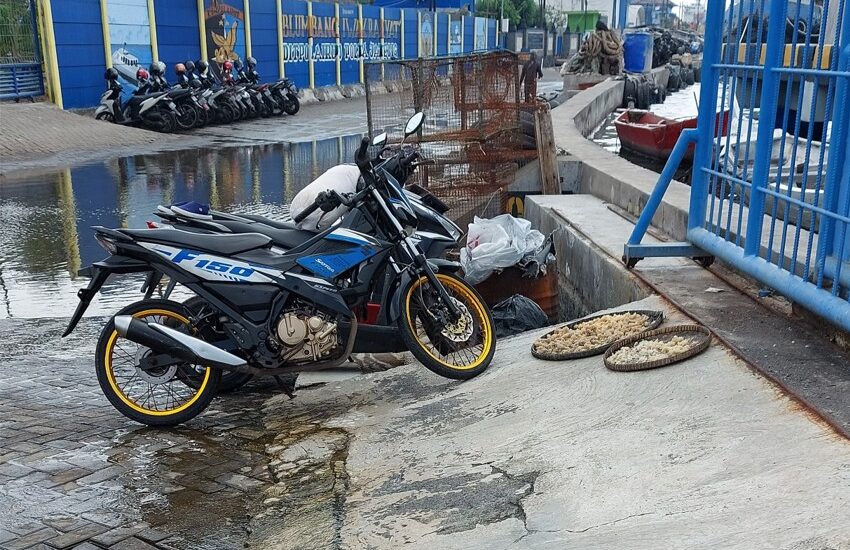 motorcycle in flooded area