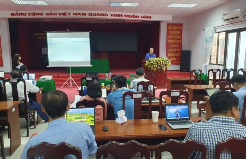 A GIS training is given by DWA expert at Can Tho University, Mekong Delta